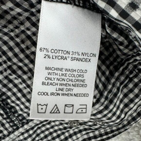 Foxcroft Jacket Women S Crinkled 3D Black White Gingham Checked Snap Button - Picture 14 of 14